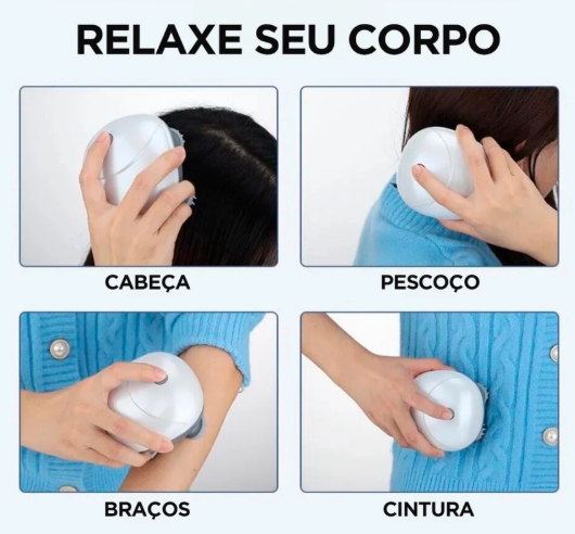 Massageador Elétrico de Cabeça e Couro Cabeludo Relaxante - Recarregável