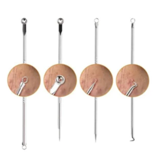 Kit 7 Curetas Remove Cravos Espinhas Aço Inoxidável com Estojo