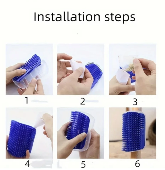 KIT 2 Escovas Auto-Massageadoras para Gatos – Adeus Pelos Soltos e Estresse!