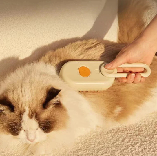 Escova a Vapor Elétrica 3 em 1 para Pets – Limpeza, Massagem e Remoção de Pelos!