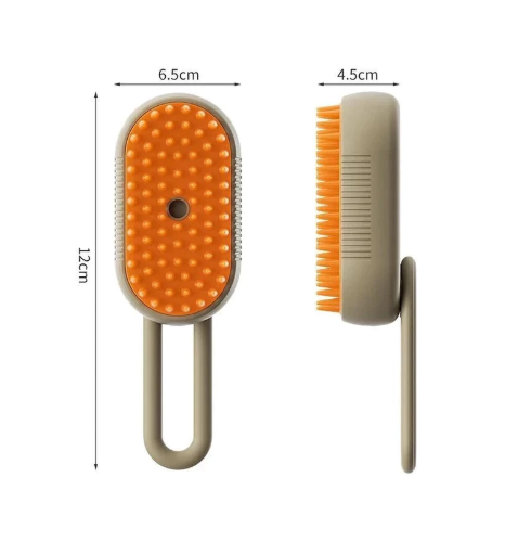 Escova a Vapor Elétrica 3 em 1 para Pets – Limpeza, Massagem e Remoção de Pelos!