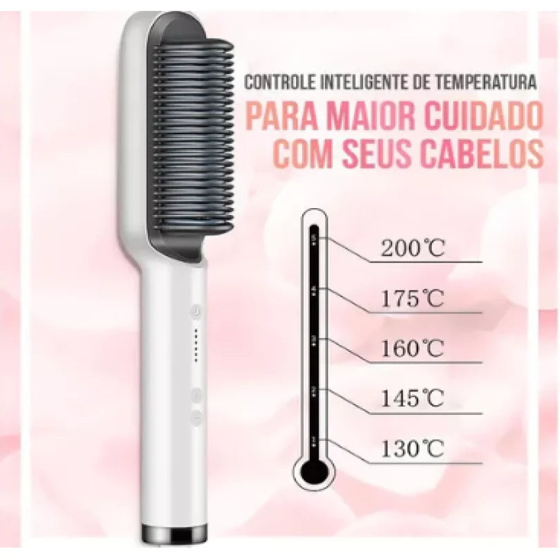 Escova Alisadora de Cabelo tipo Pente Elétrico em Cerâmica