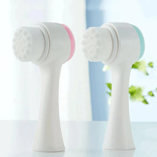 Escova Limpeza Facial 2 Em 1 Aparelho Massagem Esponja Cerdas Macias Dupla Face Escova De Limpeza De Cravos