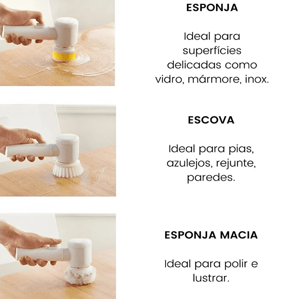 Escova de limpeza elétrica 5 em 1 sem fio multifuncional limpador prático para cozinha, banheiro prático