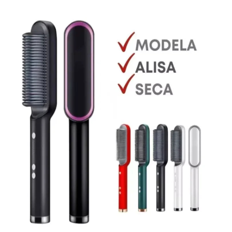 Escova Alisadora de Cabelo tipo Pente Elétrico em Cerâmica