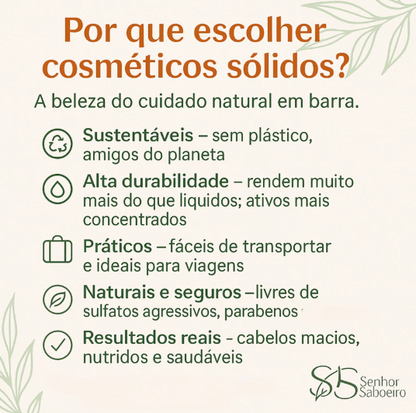 Shampoo Sólido de Aloe Vera - Senhor Saboeiro - Anti Queda e Cabelos Secos e Crescimento Capilar