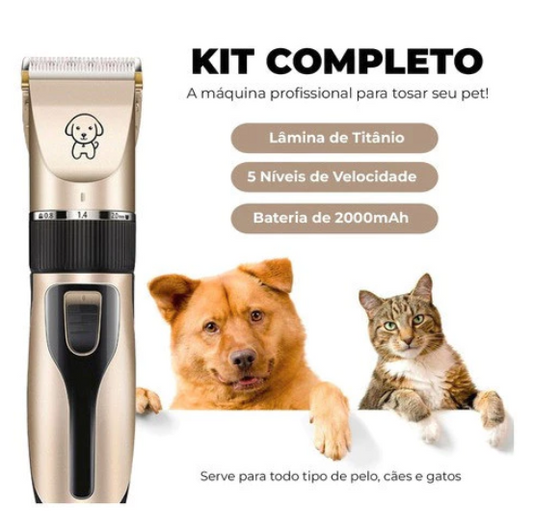 Kit Máquina Para Tosar Pet + Tesoura + Pente + Lixa