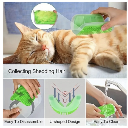 KIT 2 Escovas Auto-Massageadoras para Gatos – Adeus Pelos Soltos e Estresse!