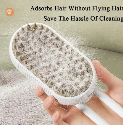 Escova a Vapor Elétrica 3 em 1 para Pets – Limpeza, Massagem e Remoção de Pelos!