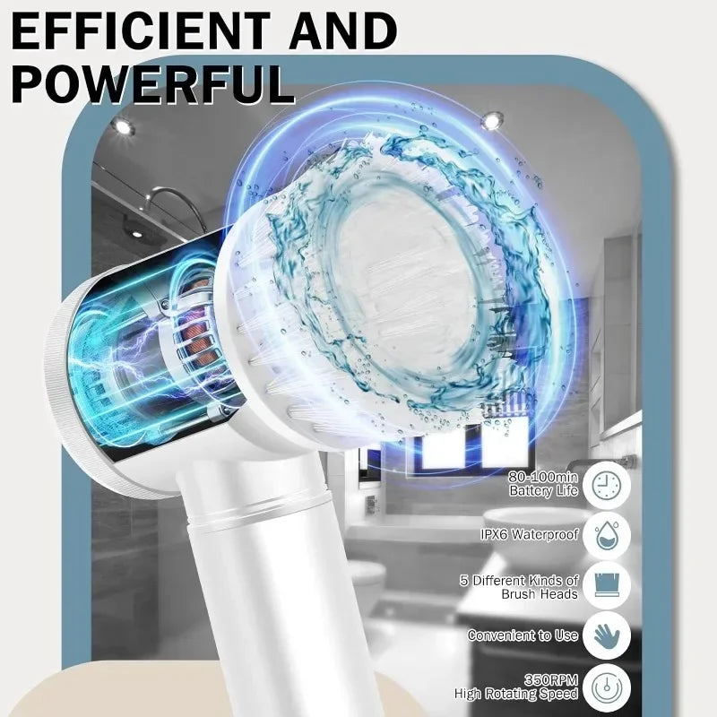 Escova de limpeza elétrica recarregável com várias opções de esponja