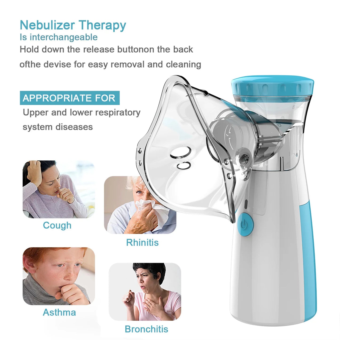 Nebulizador e Inalador Portátil para Crianças e Adultos Carregamento USB